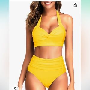 Yellow Highwaisted Halter Bikini